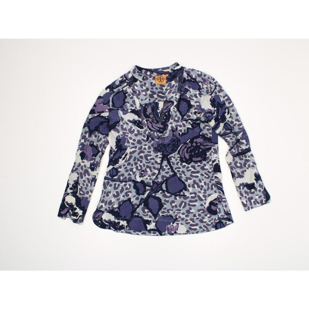 Tory Burch Womens Size 2 Multi Color Short Sleeve Silk Blouse Tops